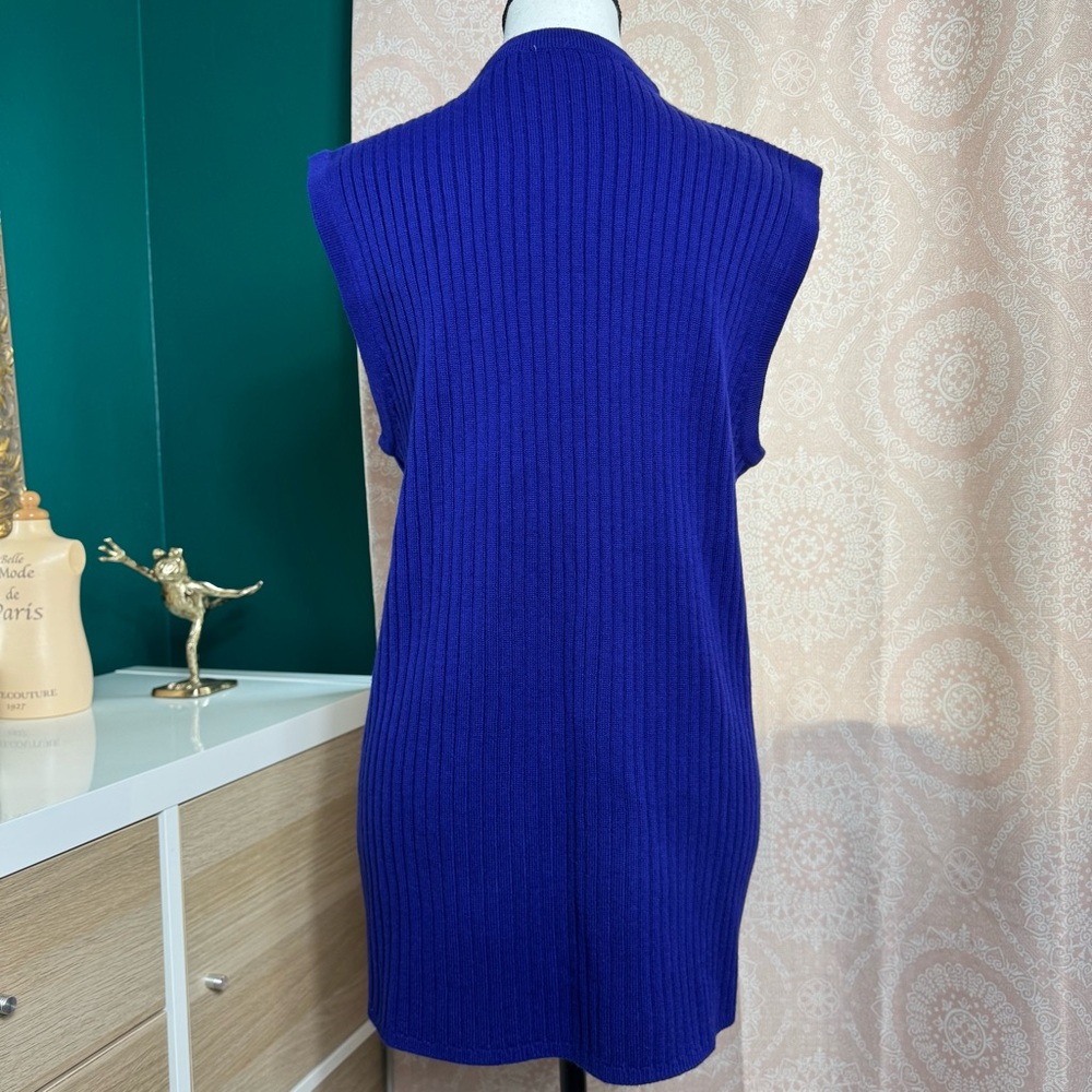 JH Collectables VTG Royal Blue Sweater Vest Lambswool Acrylic Blend Buttons Sz L - Picture 3 of 9